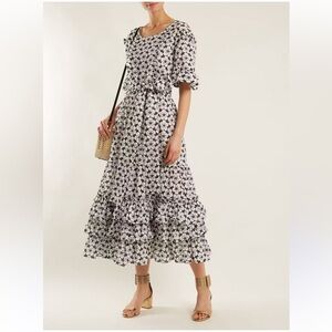 Lisa Marie Fernandez Black and White Floral Midi Dress 🖤